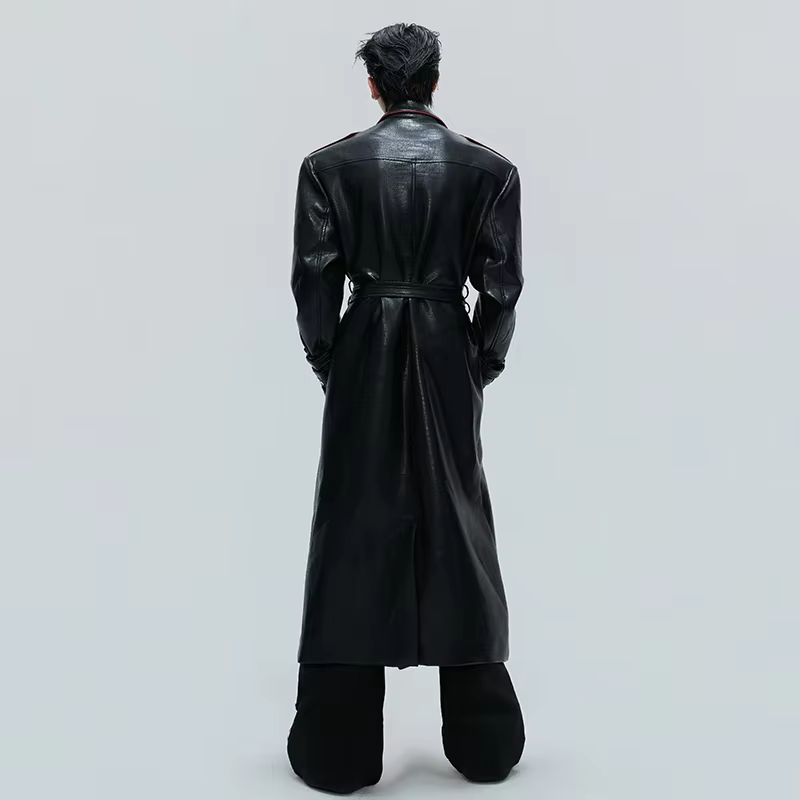 LUZHEN Fashion Luxury Elegant Niche Outline Color Contrast Design Knee-length Windbreaker Coat Men's 2025 Trench Clothes