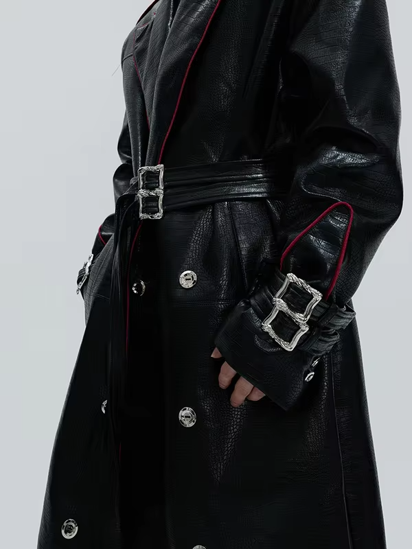 LUZHEN Fashion Luxury Elegant Niche Outline Color Contrast Design Knee-length Windbreaker Coat Men's 2025 Trench Clothes