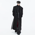 LUZHEN 2025 Winter New Stylish Diamond Patchwork Decorate Belt Woolen Windbreaker Coat Men's Elegant Temperament Trench