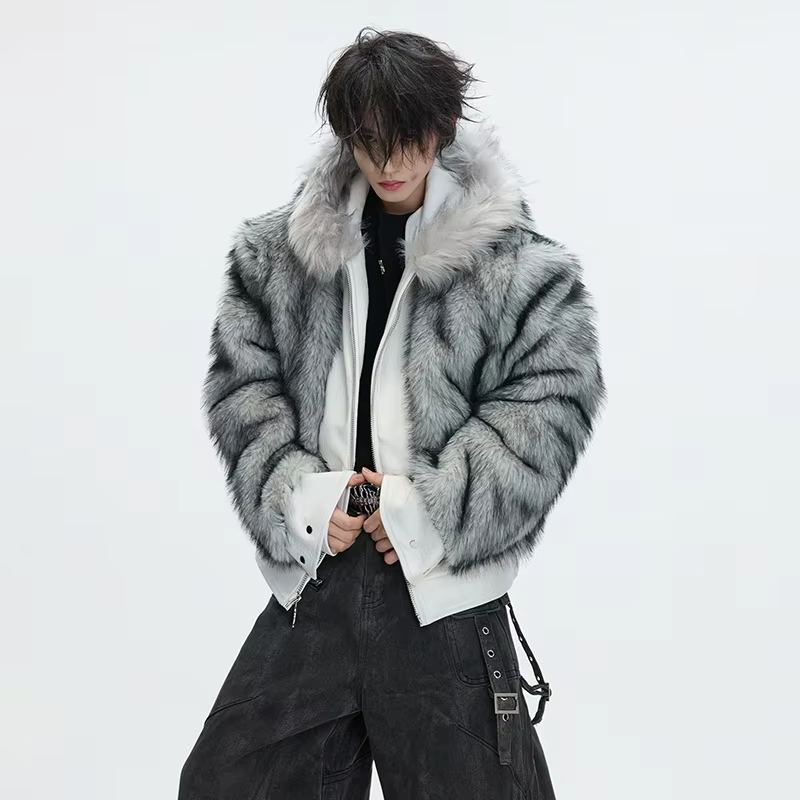LUZHEN 2025 Winter Embroidery Pattern Patchwork Design Thickened Warm Hooded Padded Coat Men's Fur Leather Parka Jacket