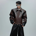LUZHEN Color Contrast Splicing Design Leather Jacket Men's Autumn 2025 New Fashion Pattern Embroidery High Quality Coat