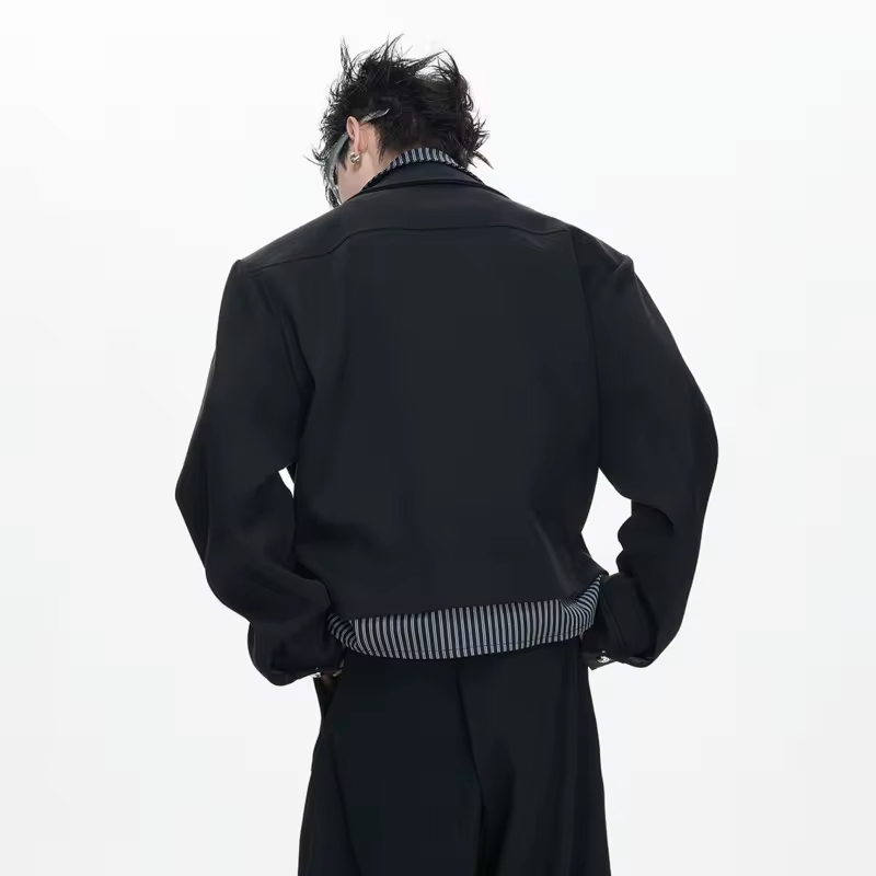 LUZHEN 2026 Spring New Trendy Logo Patchwork Pleated Design Rivet Metal Decorate Casual Jacket Men Fashion Handsome Coat