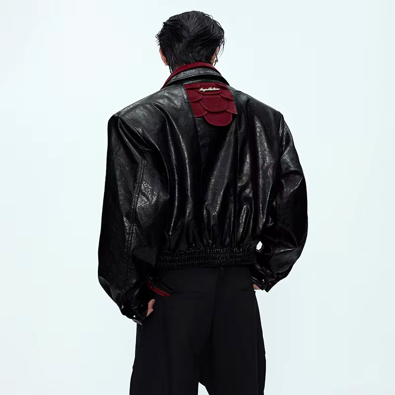 LUZHEN 2025 Autumn Fashion Double Layer Patchwork Neck Luxury Elegant Casual Leather Jacket Men's Original Handsome Coat