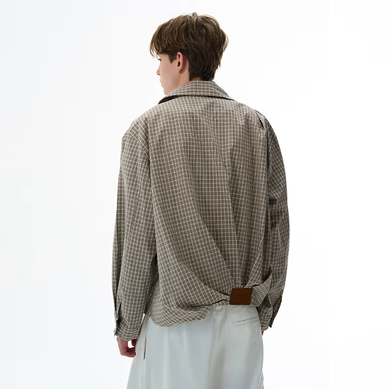 LUZHEN Fashion Simple Plaid Printed Casual Jacket Men's 2025 Autumn New Trendy Elegant Handsome High Quality Thin Clothes