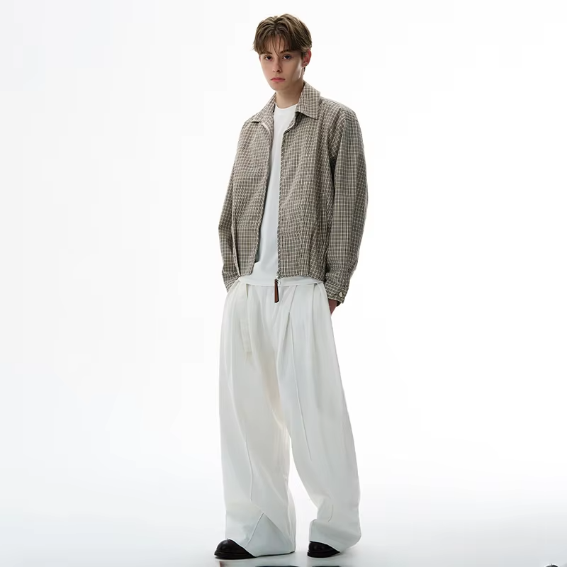 LUZHEN Fashion Simple Plaid Printed Casual Jacket Men's 2025 Autumn New Trendy Elegant Handsome High Quality Thin Clothes
