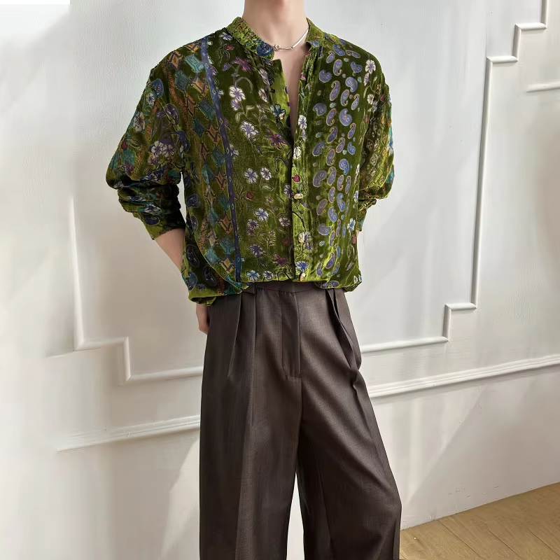 LUZHEN 2026 Spring New Embroidery Pattern Elegant Luxury Temperament Long Sleeve Shirts Men's Fashion Handsome Male Tops