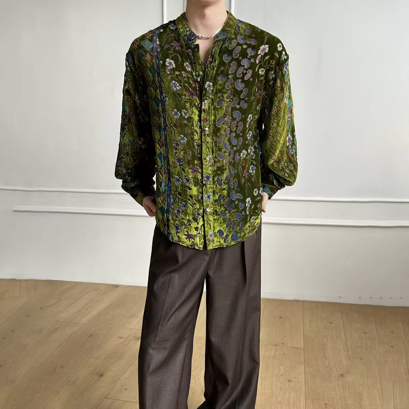 LUZHEN 2026 Spring New Embroidery Pattern Elegant Luxury Temperament Long Sleeve Shirts Men's Fashion Handsome Male Tops