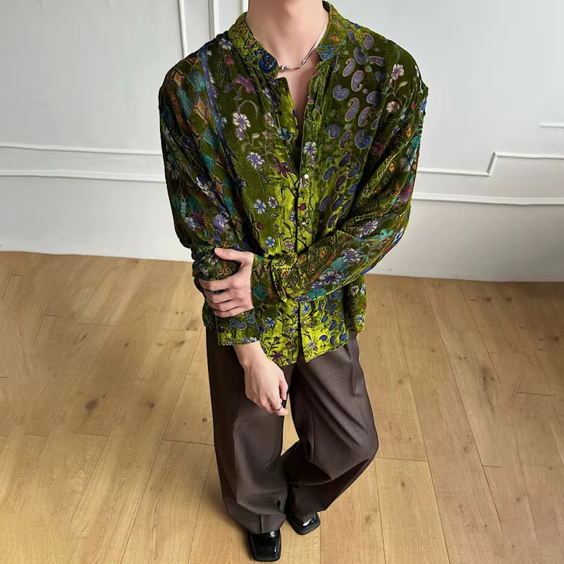LUZHEN 2026 Spring New Embroidery Pattern Elegant Luxury Temperament Long Sleeve Shirts Men's Fashion Handsome Male Tops