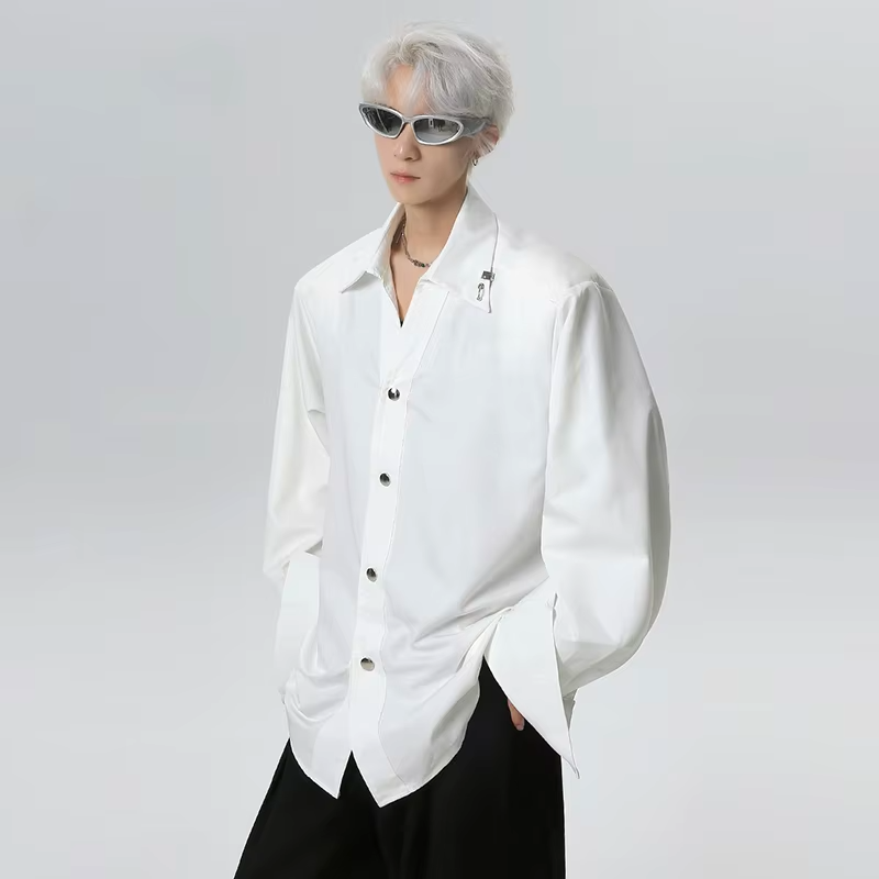 LUZHEN 2025 New Korean Handsome Loose Casual Long Sleeve Shirts Men's Fashion High Quality Solid Color Temperament Tops