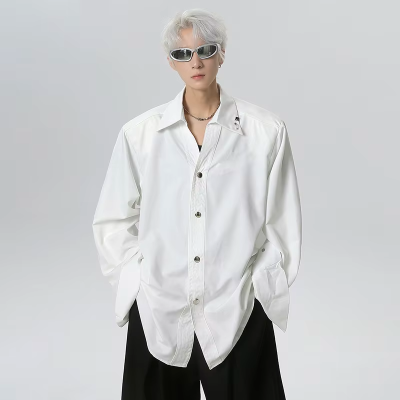 LUZHEN 2025 New Korean Handsome Loose Casual Long Sleeve Shirts Men's Fashion High Quality Solid Color Temperament Tops