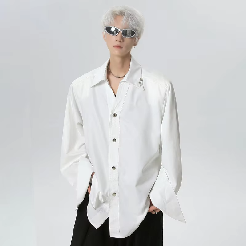 LUZHEN 2025 New Korean Handsome Loose Casual Long Sleeve Shirts Men's Fashion High Quality Solid Color Temperament Tops