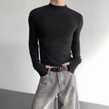 LUZHEN Fashion Elegant Solid Color Slim Fit Long Sleeve T-shirts Men's 2025 Autumn New Handsome Casual Male Tops Clothes