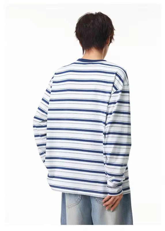 Men's Long-Sleeve Color-Blocked T-Shirt Autumn  Moisture-Wicking, Cooling, Loose-Fit, Casual Round-Neck Top Lightweight Breathab