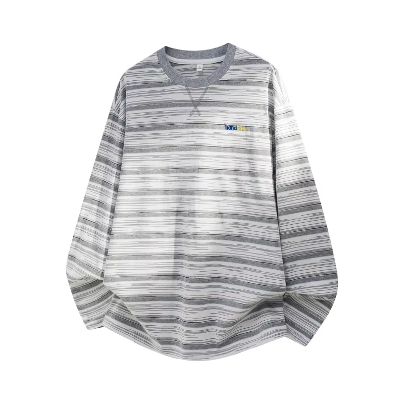 Men's Long-Sleeve Color-Blocked T-Shirt Autumn  Moisture-Wicking, Cooling, Loose-Fit, Casual Round-Neck Top Lightweight Breathab
