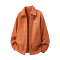 V-neck Fake Two-Piece Long-Sleeved Shirt for Men Vertical Stripe Textured Collar Casual Shirt Short Wide Top Outerwear Jacket