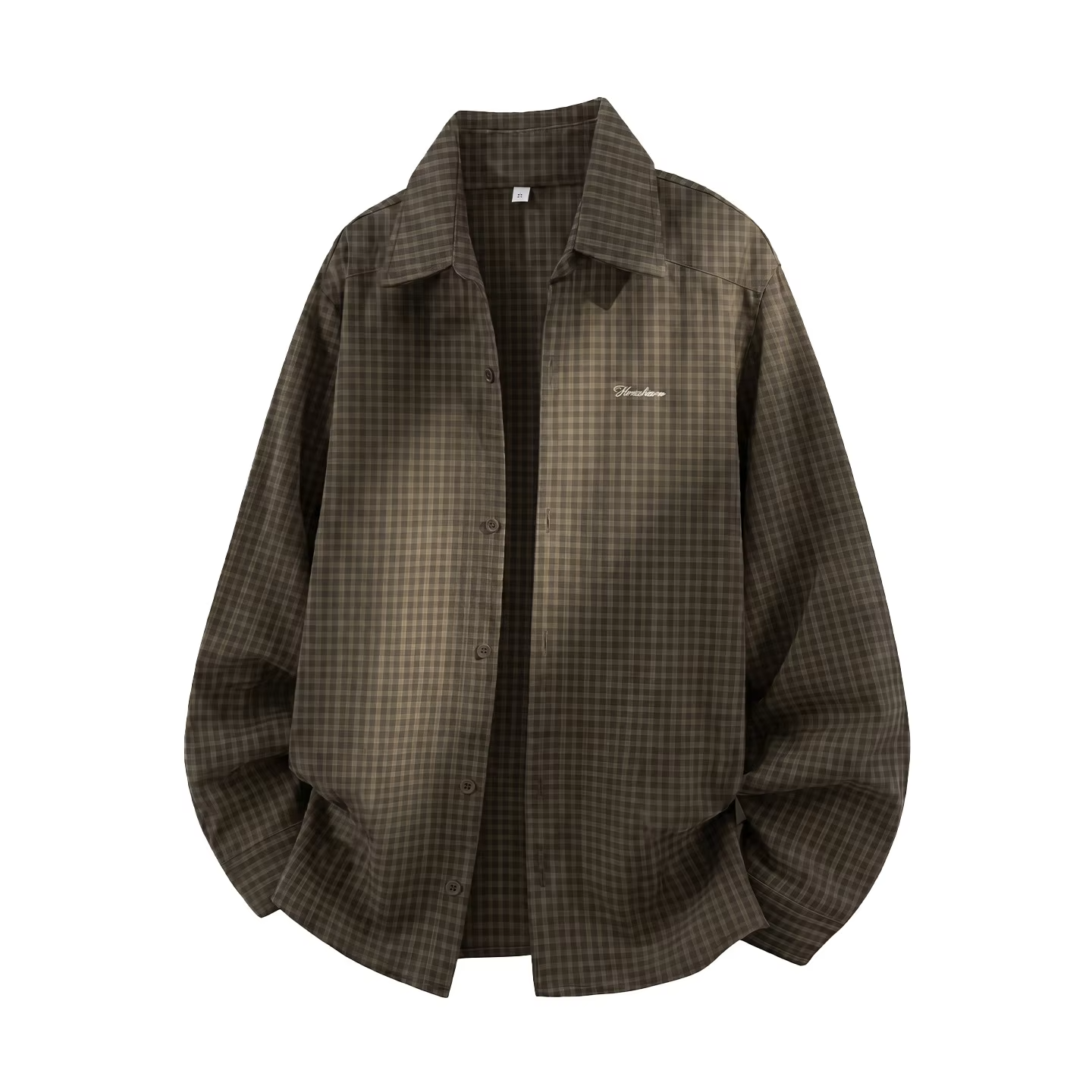 V-neck Fake Two-Piece Long-Sleeved Shirt for Men Vertical Stripe Textured Collar Casual Shirt Short Wide Top Outerwear Jacket