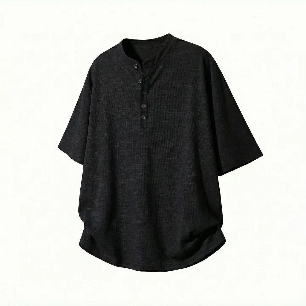 Chic Knitted Short-Sleeved Shirt for Men Breathable, Soft Relaxed-Fit Versatile Solid-Colour Oversized Shirt Jacket