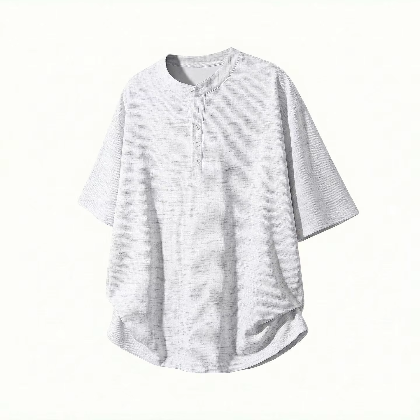Chic Knitted Short-Sleeved Shirt for Men Breathable, Soft Relaxed-Fit Versatile Solid-Colour Oversized Shirt Jacket