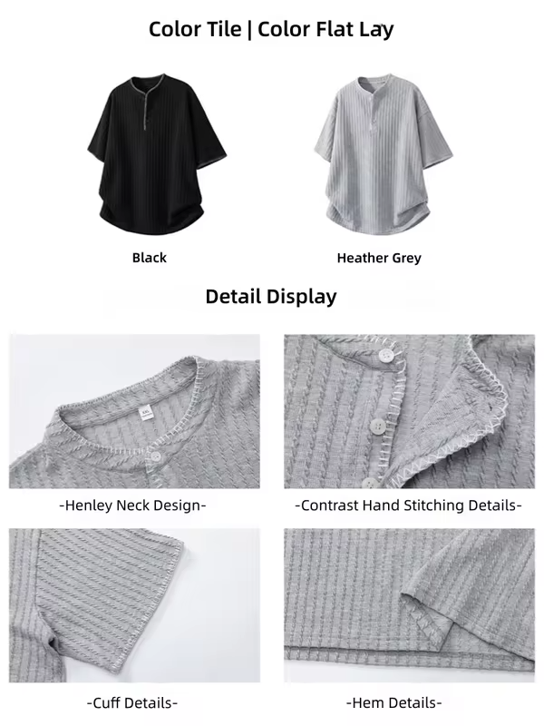 Men's Short-Sleeved T-Shirt with Contrasting Stripes, Letter Embroidery, Simple and Casual,  Cotton, Loose Fitrt-Sleeved T-Shirt
