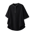 Men's Short-Sleeved T-Shirt with Contrasting Stripes, Letter Embroidery, Simple and Casual,  Cotton, Loose Fitrt-Sleeved T-Shirt