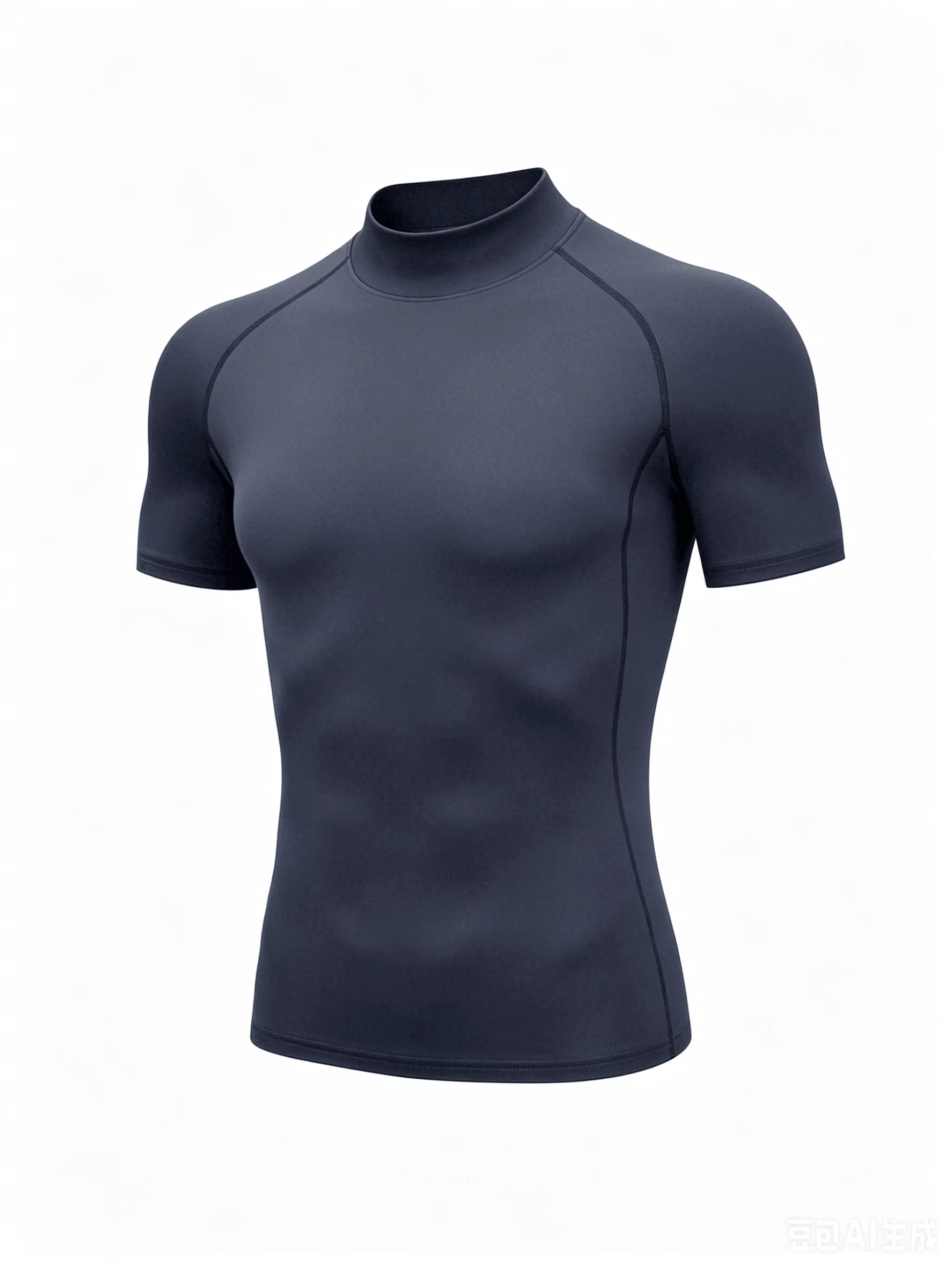 Men Mock High Neck Short Sleeve Athletic Baselayer Shirt Quick Dry Breathable Tops For Gym Training Running Sports Workout