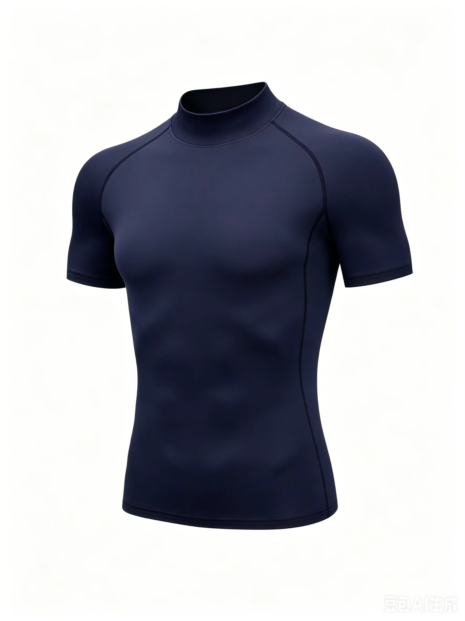 Men Mock High Neck Short Sleeve Athletic Baselayer Shirt Quick Dry Breathable Tops For Gym Training Running Sports Workout