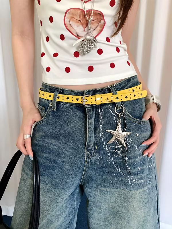 Star Narrow Belt Women's Niche Street Hot Girl Style With Denim Jeans And Belt Decoration