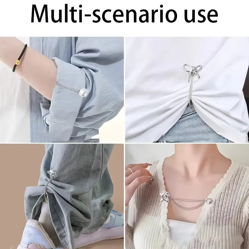 8PCS Magnet Clothing Pins Multi-Function Metal Strong Magnet Pins Pinless Button Clips for Fixing Hijab Clothes Long Pants Legs