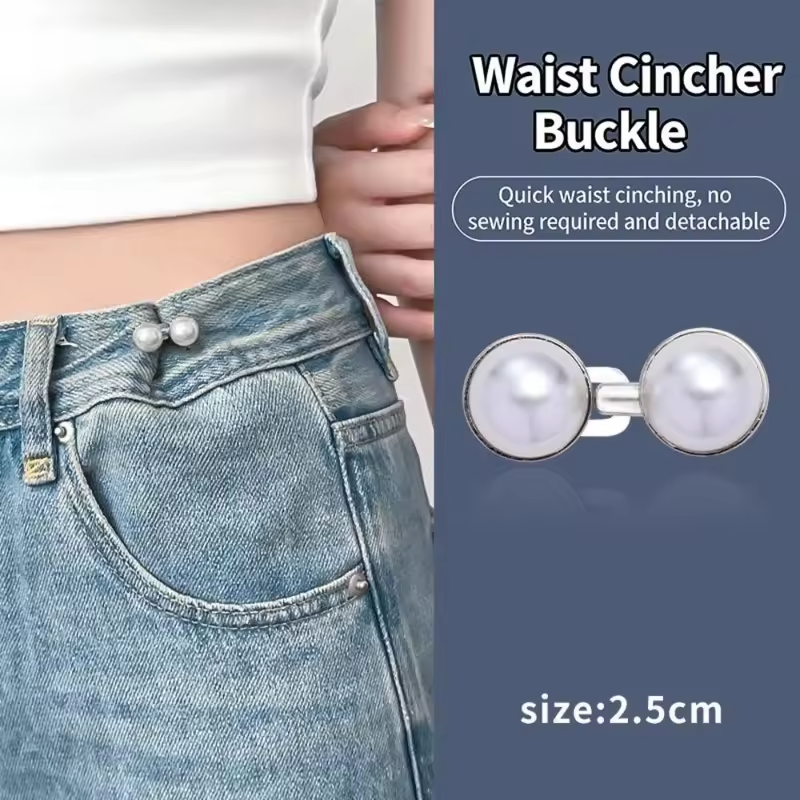 Adjustable Adjustable Waist Buckle Detachable Clasp Rhinestone Waist Tightener Invisible Pearl Jean Button Skirt Pants