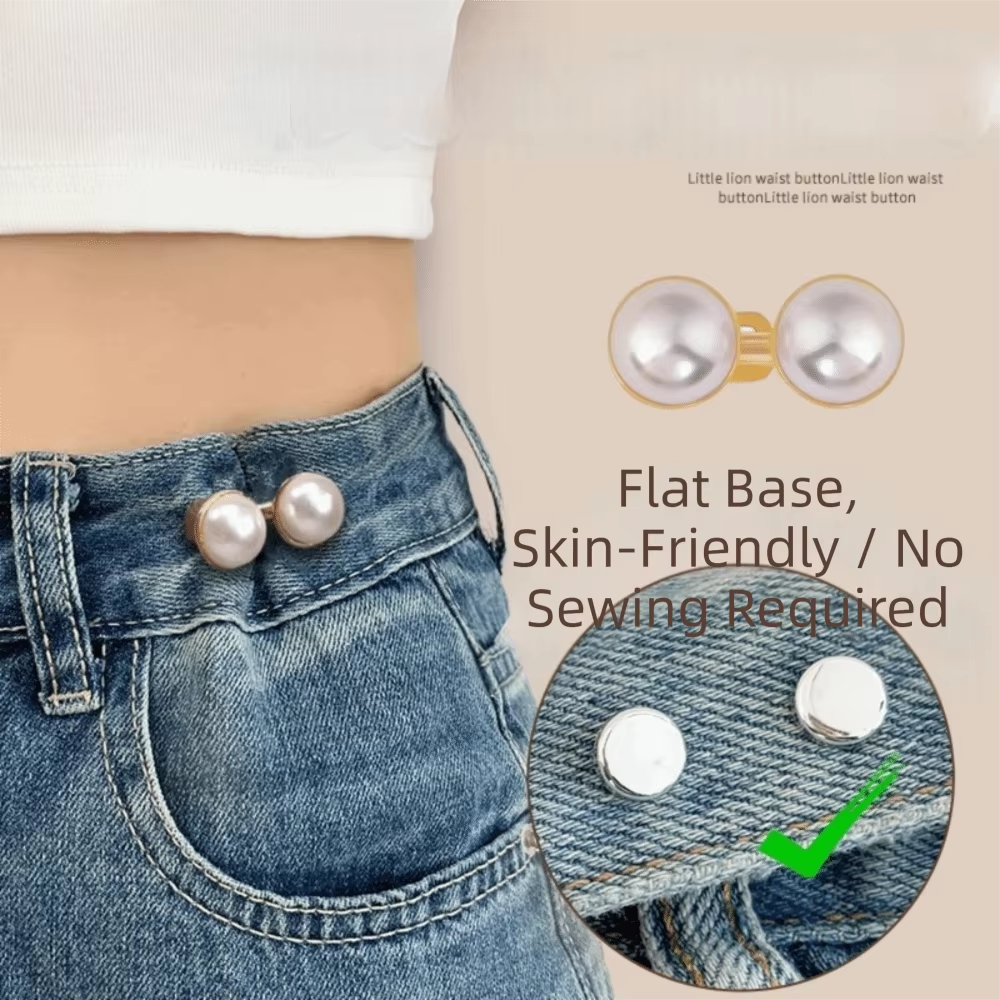 Adjustable Adjustable Waist Buckle Detachable Clasp Rhinestone Waist Tightener Invisible Pearl Jean Button Skirt Pants