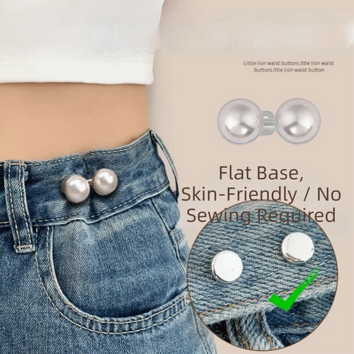 Adjustable Adjustable Waist Buckle Detachable Clasp Rhinestone Waist Tightener Invisible Pearl Jean Button Skirt Pants